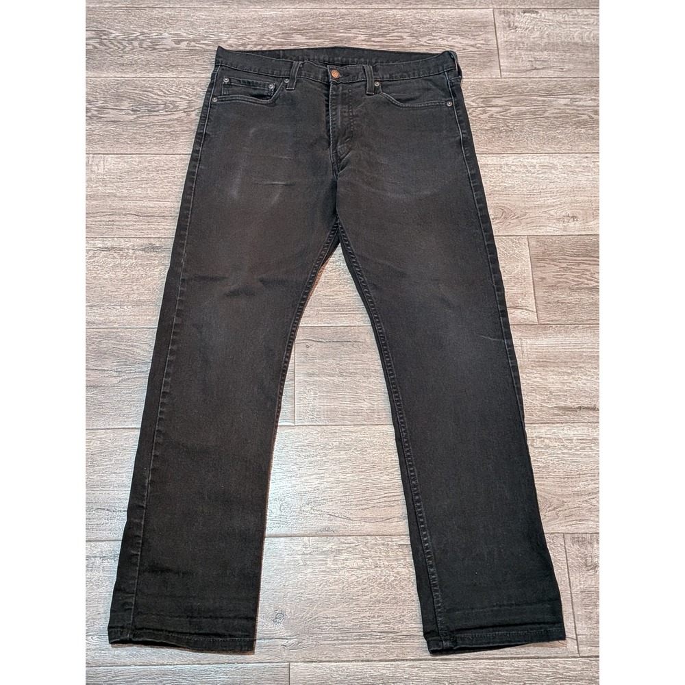 Levis 513 Slim Straight Jeans Mens 34x32 Black Denim Pants 08513-0124